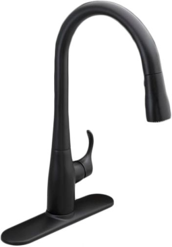 Kohler K-596-BL Model K-596 Simplice Single-hole Pull-down Kitchen Faucet, Matte Black, 2.2 gallons (8.3 L) per minute maximum flow rate, High-arch spout design with 360 degree rotation offers superior clearance for a variety of sink activities, Single-control one-hole drilling for less counter clutter and easy operation (K596BL K596-BL K-596BL K-596 K596)