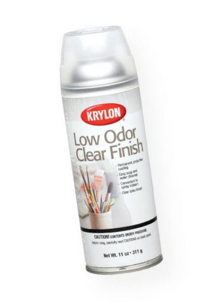 Krylon K7110 Low Odor Clear Finish Spray Gloss; Permanent, protective coating dries within 15 minutes; Easy soap and water cleanup, so it's convenient to spray even when indoors; Clear latex finish; 11 oz cans; Shipping Weight 0.94 lb; Shipping Dimensions 2.62 x 2.62 x 8.00 in; UPC 724504071105 (KRYLONK7110 KRYLON-K7110 KRYLON/K7110 ARTWORK CRAFT)