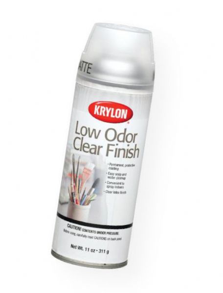 Krylon K7120 Low Odor Clear Finish Spray Matte; Permanent, protective coating dries within 15 minutes; Easy soap and water cleanup, so it's convenient to spray even when indoors; Clear latex finish; 11 oz cans; Shipping Weight 0.94 lb; Shipping Dimensions 2.62 x 2.62 x 8.00 in; UPC 724504071204 (KRYLONK7120 KRYLON-K7120 KRYLON/K7120 ARTWORK CRAFT)