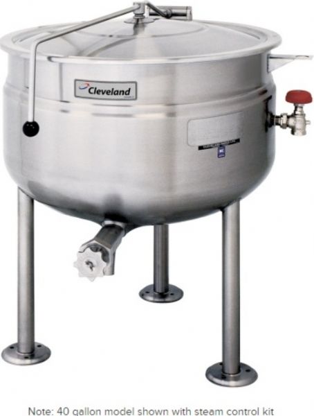 Cleveland KDL-30-F Stationary Full Steam Jacketed Direct Steam Kettle, 30 gallon capacity, 0.75