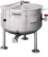 Cleveland KDL-40-SH Short Series 40 Gallon Stationary Full Steam Jacketed Direct Steam Kettle, 50 PSI rating on steam jacket and safety valve, 40 Gallons Capacity, Draw Off Valve Features, Floor Model Installation, Partial Kettle Jacket, Steam Power, 3/4" Steam Inlet Size, Stationary Style, Single Kettle, 1/2" Water Inlet Size, Full steam jacketed kettle, Stainless steel construction, UPC 400010765386 (KDL-40-SH KDL40SH KDL 40 SH)  