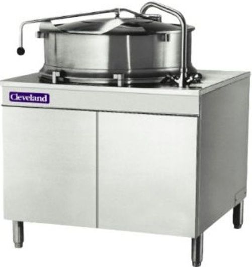 Cleveland KDM-25-T Tilt Direct Steam Kettle with Cabinet, 2/3 Steam Jacket, 25 gal Capacity, Spring assisted, hinged, domed stainless steel cover, 2