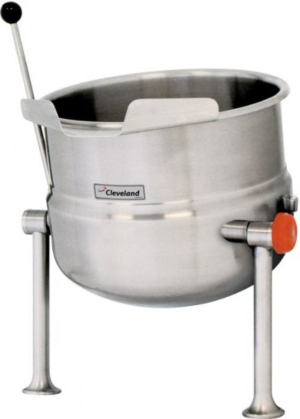 Cleveland KDT-12-T Tilting 2/3 Steam Jacketed Tabletop Direct Steam Kettle, 12 gallon kettle, 50 PSI steam jacket and safety valve rating, Floor Model Installation Type, Partial Kettle Jacket, Steam Power Type, 0.5