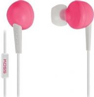 Koss KEB6iP In-Ear Earbuds with Microphone, In-ear Headphones Form Factor, Wired Connectivity Technology, Stereo Sound Output Mode, 16 - 20000 Hz Frequency Response, 106 dB/mW Sensitivity, 32 Ohm Impedance, 0.5 in Diaphragm, On-cable Microphone, Pink Color, UPC 021299181065 (KEB6iP KEB-6i-P KEB 6i P KEB6i) 