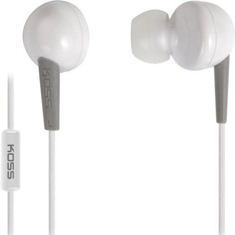 Koss KEB6iW In-Ear Earbuds with Microphone, In-ear Headphones Form Factor, Wired Connectivity Technology, Stereo Sound Output Mode, 16 - 20000 Hz Frequency Response, 106 dB/mW Sensitivity, 32 Ohm Impedance, 0.5 in Diaphragm, On-cable Microphone, White Color, UPC 021299187197 (KEB6iW KEB-6i-W KEB 6i W KEB6i)
