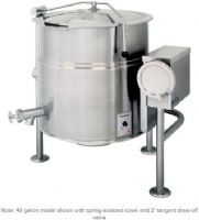 Cleveland KEL-80-T Tilting 2/3 Steam Jacketed Electric Kettle, 80 gallon capacity, 47.1 Amps, 60 Hertz, 3 Phase, 14.7 - 19.6 Kilowatts Wattage, Floor Model Installation, Partial Kettle Jacket, Electric Power Type, Tilting Style, Single Kettle, 0.38" - 0.50" Water Inlet Size, High-capacity, large pouring lip, Tilting design for easy emptying, Reinforced rolled rim design, 208/240V, 3 phase, UPC 400010764280 (KEL80T KEL-80-T KEL 80 T)  