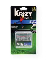 Elmer's KG820 Instant Krazy Glue Single-Use Tubes; Convenient single-use applicators of liquid glue for wood, plastic, metal, rubber, glass, ceramic, etc; Twist the selfpiercing nozzle to open, use, and throw away; Convenient storage case; Small enough for purse, briefcase, or toolbox; 4-pack; Shipping Weight 1.00 lb; Shipping Dimensions 7.00 x 3.75 x 0.5 in; UPC 070158008203 (ELMERSKG820 ELMERS-KG820 INSTANT-KRAZY-GLUE-KG820 ELMERS/KG820 INSTANT/KRAZY/GLUE/KG820 HOME OFFICE) 