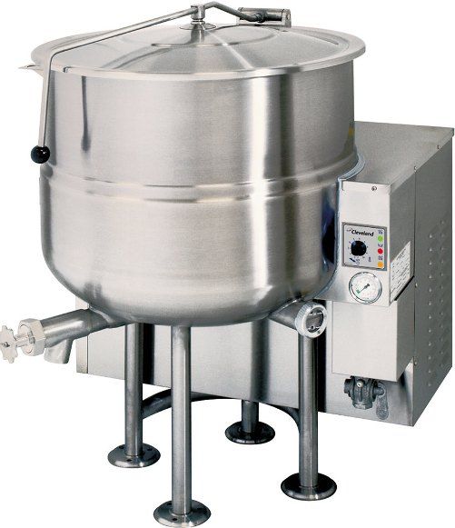Cleveland KGL-100 Stationary 2/3 Steam Jacketed Gas Kettle, 100 Gallons Capacity, Draw Off Valve Features, 3/4