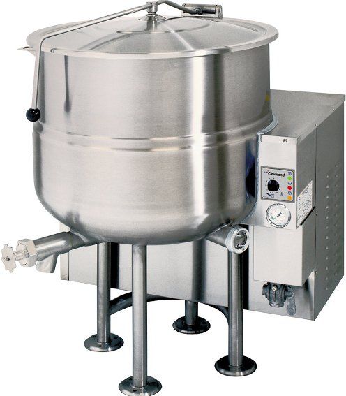 Cleveland KGL-40 Stationary 2/3 Steam Jacketed Gas Kettle, 40 Gallons Capacity, Draw Off Valve Features, 3/4