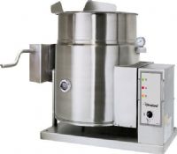 Cleveland KGT-12-TGB Tilting 2/3 Steam Jacketed Gas Tabletop Kettle, Manual crank tilting mechanism, 12 gallon kettle; 53,000 BTU, 3/4" Gas Inlet Size, Floor Model Installation, Partial Kettle Jacket, Gas Power Type, Tilting Style, Single Kettle, 0.75" - 0.50" Water Inlet Size, Large pouring lip, Automatic electric spark ignition (KGT12TGB KGT 12 TGB KGT-12-TGB) 