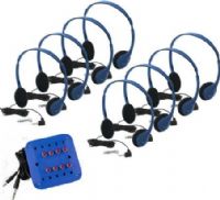HamiltonBuhl KHA2/K8SCV Kids Listening Center with 8 Personal Headphones and Jackbox, Includes: (8) Blueberry-colored Hamilton Kids HA2 Personal Headsets, (4) 1/4" Headphone Adapters, (1) Blueberry-colored 8 station Kids Jackbox, Operates in 1/8 inch stereo, 1/8 inch mono, 1/4 inch stereo or 1/4 inch mono modes; UPC 681181510825 (HAMILTONBUHLKHA2K8SCV KHA2K8SCV KHA2-K8SCV KHA2 K8SCV) 