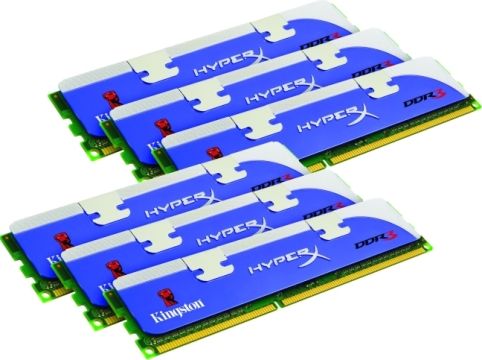 Kingston KHX1600C9D3T1BK6/24GX Hyperx DDR3 Sdram Memory Module, 24 GB Memory Size, DDR3 SDRAM Memory Technology, 6 x 4 GB Number of Modules, 1600 MHz Memory Speed, DDR3-1600/PC3-12800 Memory Standard, Non-ECC Error Checking, Unbuffered Signal Processing, 240-pin Number of Pins, UPC 740617185782 (KHX1600C9D3T1BK624GX KHX1600C9D3T1BK6-24GX KHX1600C9D3T1BK6 24GX)