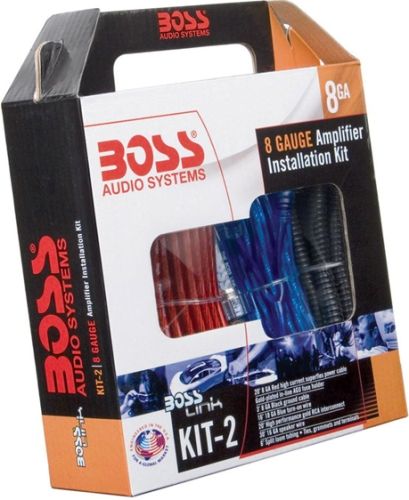 Boss Audio KIT-2 Eight Gauge Amplifier Installation Kit, 20 ft. 8 GA Red Power Cable, Competition High Quality Fuse Holder, 1/4