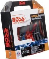 Boss Audio KIT-ZERO Complete 10 Gauge Amplifier Installation Kit, 20 ft. 10 GA Red Power Cable, 3 ft. 10 GA Black Ground Cable, 16 ft. 18 GA Blue Turn-On Wire, 1/4" Ring Terminal, 17 ft. High Performance RCA (CRCA)Interconnect, 6 ft. Split Loom Tubing, 5/16" Ring Terminal, (8) 4" Wire Ties, (3) Rubber Grommets, #10 Ring Terminal, UPC 791489340038 (KITZERO KIT ZERO) 