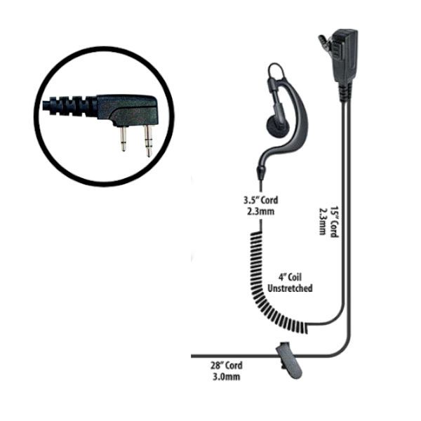 Klein Electronics BodyGuard-K1 Split Wire Kit, The bodyguard radio comes with adjustable earloop split-wire security kit for left or right ear usage, The earpiece cord includes a built in microphone with a push to talk button, Steel clothing clip, Ideal for use by security workers, UPC 853171000863 (KLEIN-BODYGUARD-K1 BODYGUARD-K1 KLEINBODYGUARDK1 SINGLE-WIRE-EARPIECE)