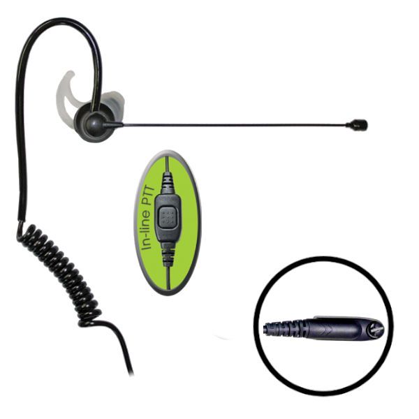 Klein Electronics Comfit-M5 Noise Canceling Boom Microphone Earpiece, The boom microphone earpiece connector has a noise canceling boom with a built-in flat PTT button, It comes with 3 custom silicone eartip included, Adjustable earloop, Microphone is lightweight and contours the face, UPC 898609002880 (KLEIN-COMFIT-M5 COMFIT-M5 KLEINCOMFITM5 MICROPHONE)