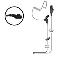 Klein Electronics Director-H1 Two Wire Surveillance Earpiece, The director surveillance radio earpiece comes with kevlar reinforced, Fully insulated cabling, Noise reduction microphone with side-bar PTT and steel clothing clip, Detachable audio tube at the end with an eartip that fits either the left or right ear, Ideal for use by security workers, UPC 898609002644 (KLEIN-DIRECTOR-H1 DIRECTOR-H1 KLEINDIRECTORH1 TWO-WIRE-EARPIECE) 