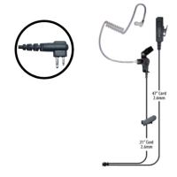 Klein Electronics Director-M1 Two Wire Surveillance Earpiece, The director surveillance radio earpiece comes with kevlar reinforced, Fully insulated cabling, Noise reduction microphone with side-bar PTT and steel clothing clip, Detachable audio tube at the end with an eartip that fits either the left or right ear, Ideal for use by security workers, UPC 898609002163 (KLEIN-DIRECTOR-M1 DIRECTOR-M1 KLEINDIRECTORM1 TWO-WIRE-EARPIECE) 
