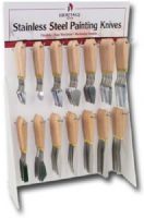 Heritage Art KN14D Painting Knives Display Assortment; Made of flexible, rust resistant, stainless steel securely attached to polished hardwood handles; Features excellent spring and control; Also can be used for mixing or scraping paint; UPC 088354808244 (HERITAGEARTKN14D HERITAGEART KN14D HERITAGE ART KN 14D KN14 D HERITAGEART-KN14D HERITAGE-ART KN-14D KN14-D) 