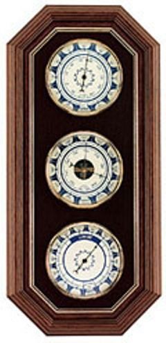Konus 6380 Wooden WALL SET meteo stations made up of thermometer (-30+70C/-20+160F) and barometer (mb./hPa.), plus igrometer - brown (6380, WALL SET)
