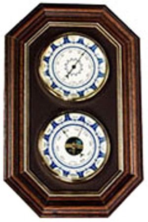 Konus 6381 Wooden WALL SET meteo stations made up of thermometer (-30+70C/-20+160F) and barometer (mb./hPa.) - brown (6381, WALL SET)