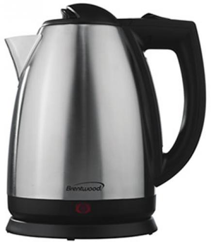 Brentwood Appliances KT-1800 2.0 Liter Stainless Steel Electric Cordless Tea Kettle; Brushed Finish, Brushed Stainless Steel Finish, 1.7 Liter Capacity, 1000 Watts, Auto Shut Off when Boiling or Dry, Overheat Shut Off, Illuminated Power Indicator, Kettle Lifts Off Base for Cord-Free Use, Power: 1000 Watts, Approval Code: cETL, Item Weight: 3 lbs, Item Dimension (LxWxH): 8.5 x 6.5 x 10, Colored Box Dimension: 8.5 x 7.5 x 10, Case Pack: 12, Case Pack Weight: 35.95 lbs (KT1800 KT-1800 KT-1800)