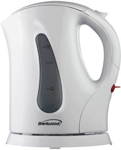 Brentwood KT-1610 Cordless Plastic Tea Kettle, White, Water Level Window, Auto Overheat Protection, Auto Shut Off When Water Starts Boiling or Dries, Lid Opens for Easy Filling and Cleaning, Detaches from Base for Greater Serving Portability, Faster & More Efficient than a Microwave, Removable Filter prevents Floating Particles, 900 Watts Power, UPC 181225816109 (KT1610 KT 1610) 