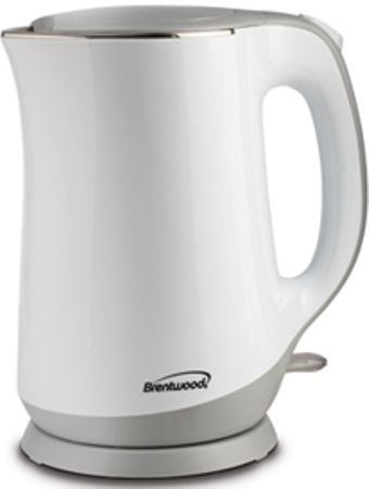 Brentwood KT-2017W Cool-Touch Electric Kettle, White, 1000 Watts Power, 1.7 Liter Capacity, Cool-Touch Housing with High Grade Stainless Steel Interior, 360 Cordless Base, Wide Mouth opening with Filter, Boil-Dry Protection & Auto Shutoff, cETL Approval Code, UPC 812330021019 (KT2017W KT 2017W KT-2017-W KT-2017) 