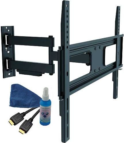 Tuff Mount KT2027 Articulating and Tilting Full Motion Wall Mount with 12 ft HDMI Cable, Screen Cleaning Liquid & Microfiber Cloth, Fits 32