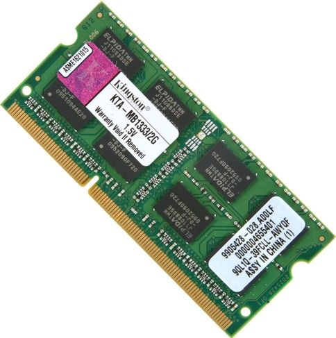 Kingston KTA-MB1333/2G DDR3 Sdram Memory Module, 2 GB Memory Size, DDR3 SDRAM Memory Technology, 1 x 2 GB Number of Modules, 1333 MHz Memory Speed, For use with Apple-iMac Notebook Apple-iMac Intel Core i5/i7 27-inch - Mid 2010, Apple-iMac Intel Core i3/i5 21.5-inch - Mid 2010, UPC 740617169584 (KTAMB13332G KTA-MB1333-2G KTA MB1333 2G)