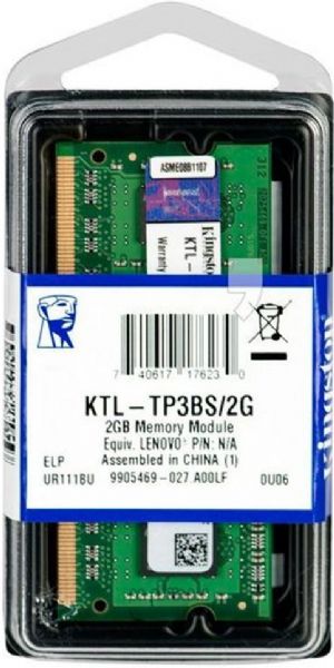 Kingston KTL-TP3BS/2G DDR3 Sdram Memory Module, 2 GB Memory Size, DDR3 SDRAM Memory Technology, 1 x 2 GB Number of Modules, 1333 MHz Memory Speed, SoDIMM Form Factor, For use with Lenovo IdeaPad S10-3 0647 Lenovo IdeaPad S10-3s 0703, UPC 740617176230 (KTLTP3BS2G KTL-TP3BS-2G KTL TP3BS 2G)