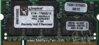 Kingston KTM-TP9828/1G DDR Sdram Memory Module, 1 GB Memory Size, DDR SDRAM Memory Technology, 1 x 1 GB Number of Modules, 333 MHz Memory Speed, DDR333/PC2700 Memory Standard, Gold Plated Plating, CL2.5 CAS Latency, UPC 740617075083 (KTM-TP9828-1G KTMTP98281G KTM TP9828 1G) 