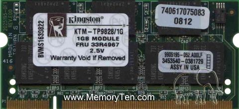 Kingston KTM-TP9828/1G DDR Sdram Memory Module, 1 GB Memory Size, DDR SDRAM Memory Technology, 1 x 1 GB Number of Modules, 333 MHz Memory Speed, DDR333/PC2700 Memory Standard, Gold Plated Plating, CL2.5 CAS Latency, UPC 740617075083 (KTM-TP9828-1G KTMTP98281G KTM TP9828 1G)