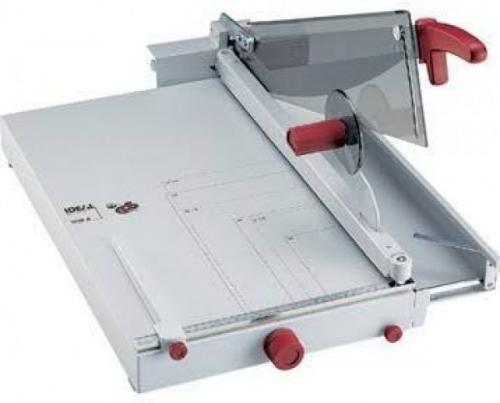 MBM KU0472 TRIUMPH 1058 Tabletop trimmer; transparent Lexan safety guard automatically covers blade in every position; solid hand clamp, independent of blade handle; precision side guides scaled in inches and metric system; adjustable back gauge; front gauge is adjustable using a calibrated rotary knob with fine adjustment scale, lockable in every position; narrow-strip cutting device; (MBMKU0472 MBM KU0472 KU 0472 0472 MBM-KU0472 KU-0472 0472)