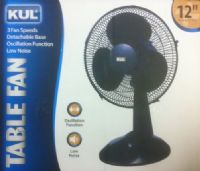 KUL KU33812 12" Table Fan, 40 Watts, 3 Fan Speeds, Oscillation Function, Detachable Base, 120V 60Hz, 16.1L x 6W x 13.1H inches, 6 lbs, UPC 765167338129 (KU-33812 KU 33812) 