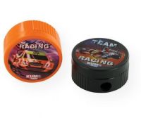 Kum 3400321 Racing Themed Pencil Sharpener Display Assortment; Plastic pencil sharpener with waste container; Lid features pencil hole cover; Single-hole plastic sharpener inside; Three assorted designs; 12/box; Shipping Weight 0.37 lb; Shipping Dimensions 5.50 x 3.50 x 2.00 inches; EAN 4064900143874 (KUM3400321 KUM-3400321 OFFICE SHARPENER) 