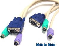 Bytecc KVM-6MM KVM VGA (HD15) Male to Male 6 Feet Cable, Keyboard, Video, Mouse: three color-coded connectors under one jacket to minimize desktop clutter, Designed with a VGA (HD15) male to male and Two PS/2 male to male cables (Mini Din6), Made from premium coaxial cable, they ensure superior resolution with new, high resolution monitors (KVM6MM KVM 6MM) 