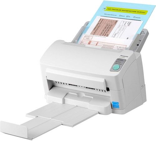 Panasonic KV-S1045C Color Document Scanner, 40 ppm/80 ipm Scanning (Letter, A4, 200 dpi, Binary/Color), 75-sheet ADF (20 lbs, 80 g/m2), Optical Resolution 100 - 600 dpi (1 dpi Step), Document Weight 11 - 55 lb., Long Paper Mode Up to 100