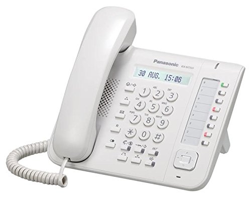 Panasonic KX-NT551 1-Line Backlit Lcd Ip Phone White, 1/16 Main LCD Display (Lines/Characters), LCD Backlight, 8 Flexible CO Keys, Navigator Keys, Call Log Incoming/Outgoing Calls, 2 - Port[GbE] (10/100/1000Mbps) Ethernet Port, Power over Ethernet (PoE), (Full Duplex) Speakerphone, Option Wall Mountable, 840 Weight (g), UPC 885170166172 (KXNT551 KX-NT551)