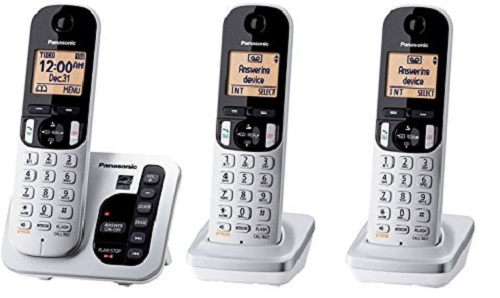 Panasonic KX-TGC223S 3 handset cordless phone with Digital Answering System Call - Refurbished, DECT 6.0 Technology (1.9GHz), Interference-Free & Wide Range, 30% more Battery life, Expandable Up To 6 Handsets, 17 Minute Digital Answering System, Remote Message Check, Toll Saver (Rings Adjust When You Have Messages), Bilingual Voice Menu (English / Spanish), Intelligent Eco-Mode, Hearing Aid Compatible, Silent Mode, Handset Speakerphone, Amber Backlit LCD Display (KXTGC223S KX-TGC223S)