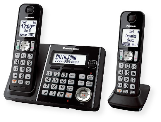 Panasonic Consumer Phones KX-TG3752B Expandable Cordless Phone with Call Block and Answering Machine with 2 Handsets; Black; Easily block up to 250 telemarketers, robocalls and other bothersome numbers with dedicated one-touch Call Block buttons on base unit and handset; Hear clear Talking Caller ID alerts from both base unit and handsets when calls are received; UPC 885170302051 (KXTGD3752B KX TG3752B KX-TG3752B KXTG3752B-PANASONIC KX-TG3752B-PHONES HANDSET-KX-TG3752B)
