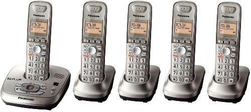 Panasonic KX-TG4025N Expandable Digital Cordless Answering System with 5 Handsets, Champagne Gold, DECT 6.0 System, 1.9 GHz Frequency, Dot 16 digits x 3 line Monochrome LCD, 60 Channels, Expandable up to 6 Handsets, Intelligent Eco Mode, All System-Digital Answering, Up to 4-way Conference Capability, UPC 885170033191 (KXTG4025N KX TG4025N KXT-G4025N KXTG-4025N)