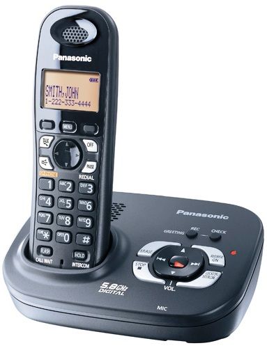 Panasonic KX-TG4321B Expandable Digital 5.8 GHz Cordless Phone with All-Digital Answering System, Night Mode, Light-Up Indicator and Call Waiting Caller ID, 89 Channels, Call Waiting Caller ID, Voicemail (FSK Only), Tone Remote (DTMF) Operation (KXTG4321B KX TG4321B KX-TG4321 KXTG4321)