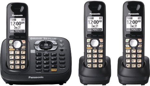 Panasonic KX-TG6583T Expandable Digital Cordless Answering System with 3 Handsets, Black Metallic Color, 60 Channels Channels, 3 - up to 6 Capability Multi Handset, 30-Station Call Block, 1.9 GHz Frequency, DECT 6.0 System, 13 Hours Talk Battery Life, 11 days Standby Battery Life, 7 hours Charge Time, White LCD Backlit Color, 1.8-inch Full Dot Monochrome LCD - Handset, 4-Step Talk Volume, 6-step Speakerphone Volume - Handset (KX TG6583T KX-TG6583T KXTG6583T)