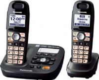Panasonic KX-TG6592T Cordless Phone, DECT 6.0 Plus Cordless Phone Standard, 1.9 GHz Frequency, 50 names & numbers Phone Directory Capacity, 5 Dialed Calls Memory, 50 names & numbers Caller ID Memory, Digital Answering System Type, 120 sec Max Outgoing Message Length, 18 min Recording Capacity, LCD display - monochrome, 1.8" Diagonal Size, 103 x 65 pixels Display Resolution, Handset Display Location, 6 Max Handsets Supported, 60-channel Auto Scanning (KXTG6592T KX-TG6592T KX TG6592T) 