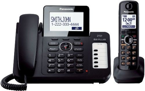 Panasonic KX-TG6671B Digital Answering System with 1 Corded and 1 Cordless Handsets, Black, DECT 6.0 Plus Technology, 1.9 GHz Frequency, Speed dial keys on base unit, Power Back-Up Operation (Base Unit), Talking Caller ID, Intelligent Eco Mode, 5-Number Speed Dial Console (Base Unit), Range Boost, Tone Equalizer, UPC 885170026902 (KXTG6671B KX TG6671B KXT-G6671B KXTG-6671B)