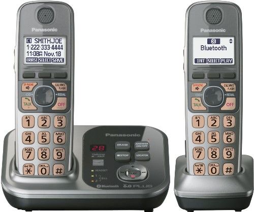 Panasonic KX-TG7732S Link-to-Cell Bluetooth Cellular Convergence Solution with 2 Handset, Silver, Large 1.8