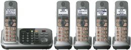 Panasonic KX-TG7745S Link-to-Cell Bluetooth Cellular Convergence Solution with 5 Handset, Silver, Large 1.8" White Backlit Handset Display, Link up to 2 Cell Phones, Bluetooth Headset Capability, Phonebook Copy from Cellular Phone via Bluetooth, DECT 6.0 Plus Technology, Bright LED Light-Up Indicator, UPC 885170067837 (KXTG7745S KX TG7745S KXT-G7745S KXTG-7745S) 