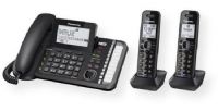 Panasonic Consumer Phones KX-TG9582B 2 Line Corded/Cordless Expandable Link2Cell Telephone System with 2 Cordless Handset; Black; Advanced 2-line calling/messaging for business, home and home office; UPC 885170153417 (KXTG9582B KX TG9582B KX-TG9582B KXTG9582B-PANASONIC KX-TG9582B-PHONES 2-HANDSET-KX-TG9582B) 
