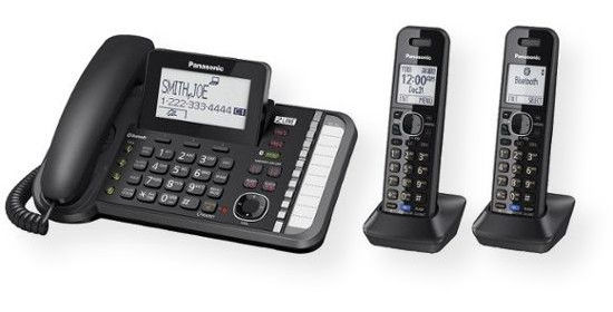 Panasonic Consumer Phones KX-TG9582B 2 Line Corded/Cordless Expandable Link2Cell Telephone System with 2 Cordless Handset; Black; Advanced 2-line calling/messaging for business, home and home office; UPC 885170153417 (KXTG9582B KX TG9582B KX-TG9582B KXTG9582B-PANASONIC KX-TG9582B-PHONES 2-HANDSET-KX-TG9582B)
